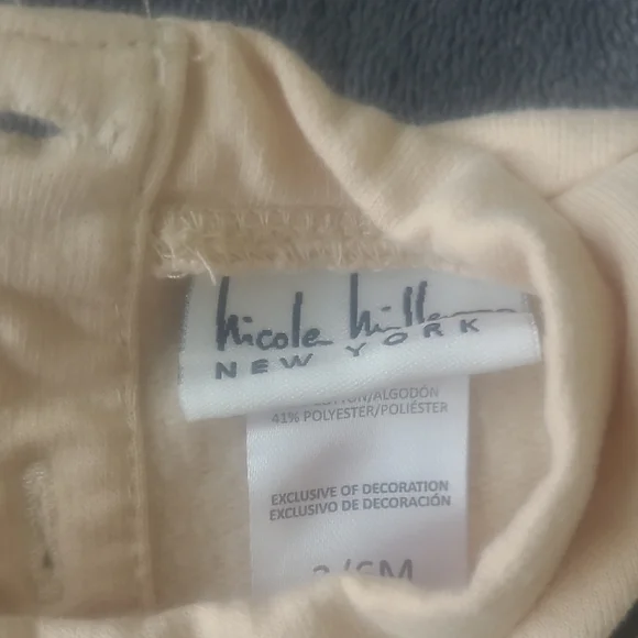 Nicole Miller Cream Twin Set Top with Black Accents And Faux Leather Pants - Picture 3 of 8